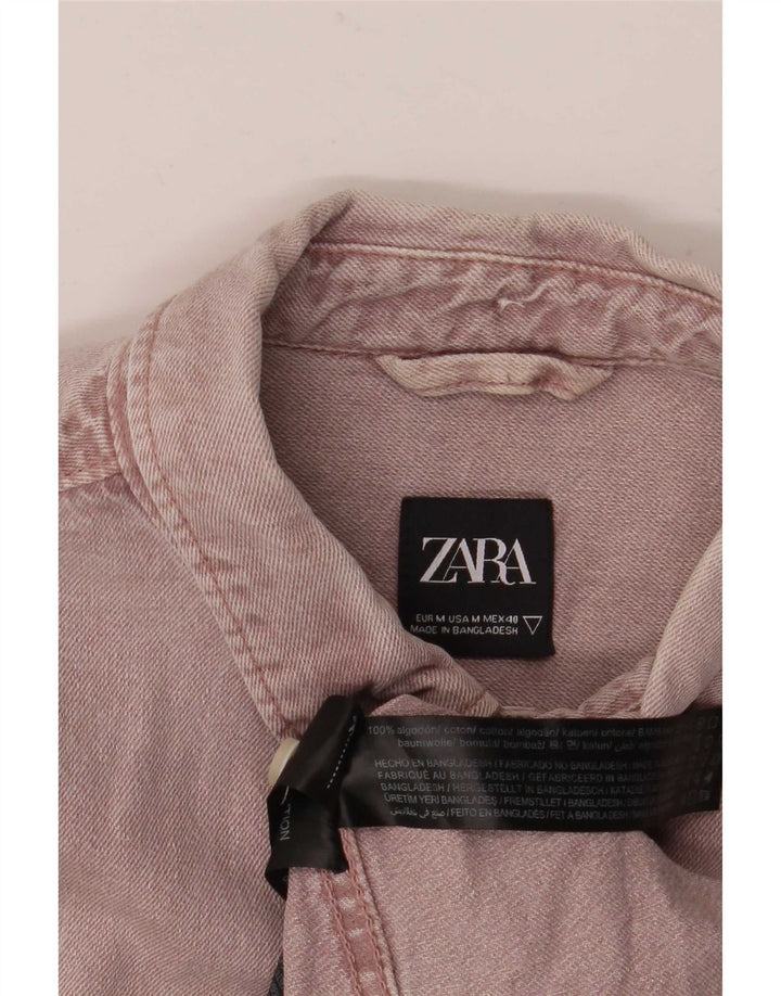 Camisa jeans masculina Zara médio algodão roxo