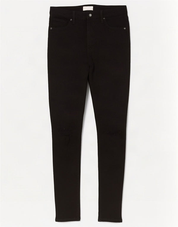 Topshop feminino Jamie Distressed jeans skinny W30 L28 algodão preto