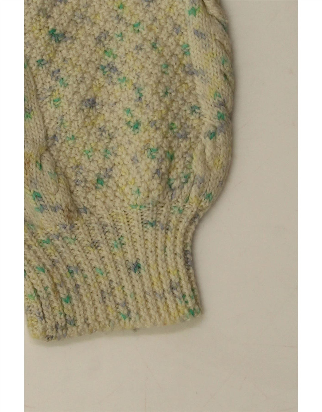 Suéter feminino VINTAGE com decote em V Reino Unido 18 XL bege manchado