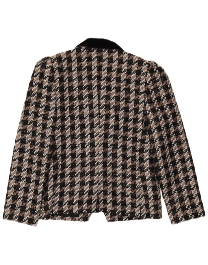Jaqueta blazer feminina vintage com 1 botão IT 40 Viscose Houndstooth cinza pequena