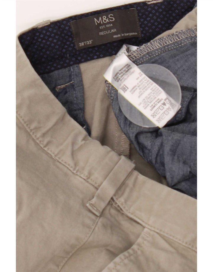 Calça Chino Regular Masculina Marks & Spencer W38 L33 Algodão Cinza