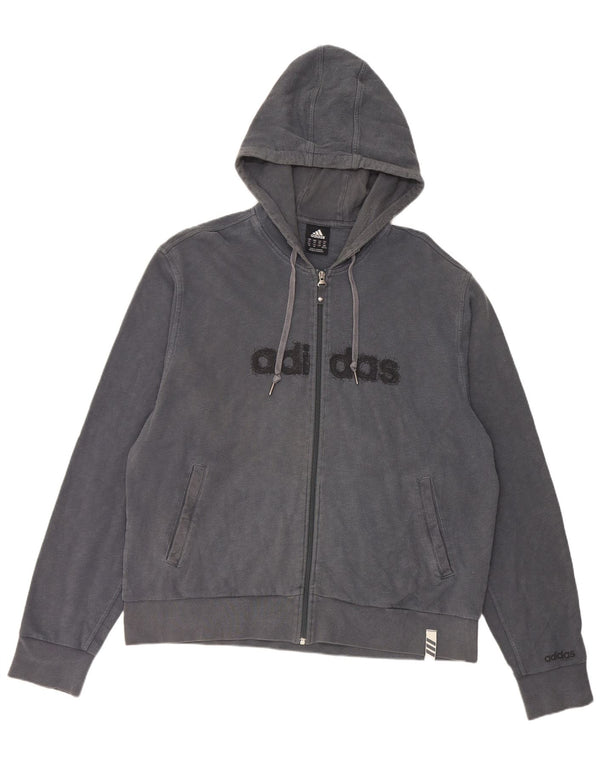 Suéter Adidas masculino com capuz com zíper gráfico 2XL algodão azul marinho