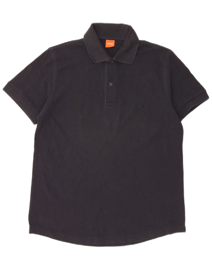 Camisa polo masculina Hugo Boss de algodão preto médio