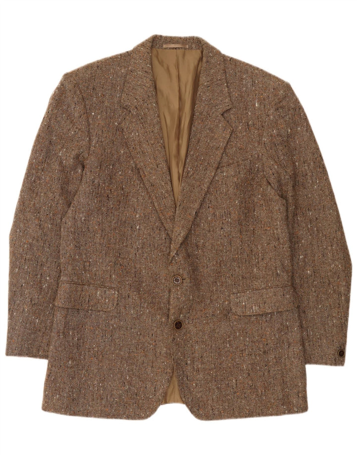 Jaqueta blazer masculina vintage com 2 botões Reino Unido 38 bege médio salpicado