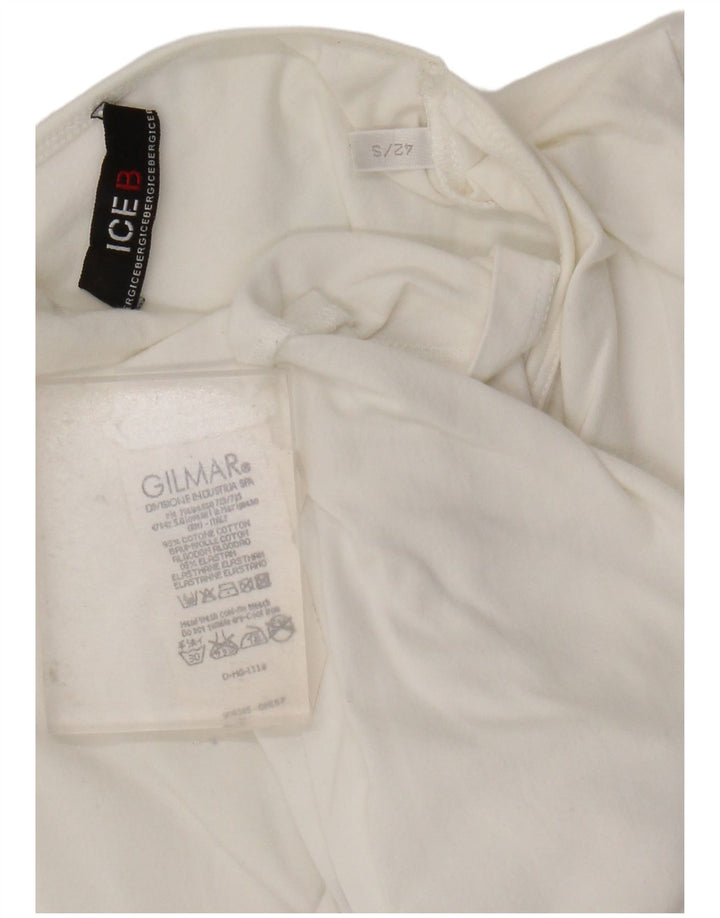 Top gráfico feminino Iceberg manga comprida IT 42 algodão floral branco médio