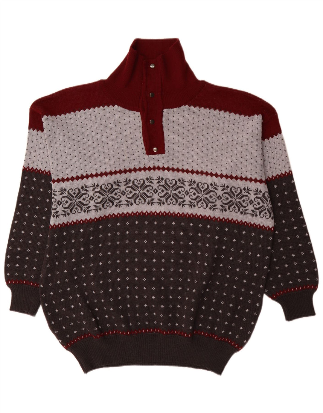 Suéter masculino Summit com gola e botão 3XL lã Fair Isle multicolorida