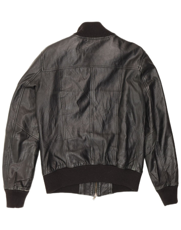 Jaqueta de couro masculina vintage UK 36 pequena preta