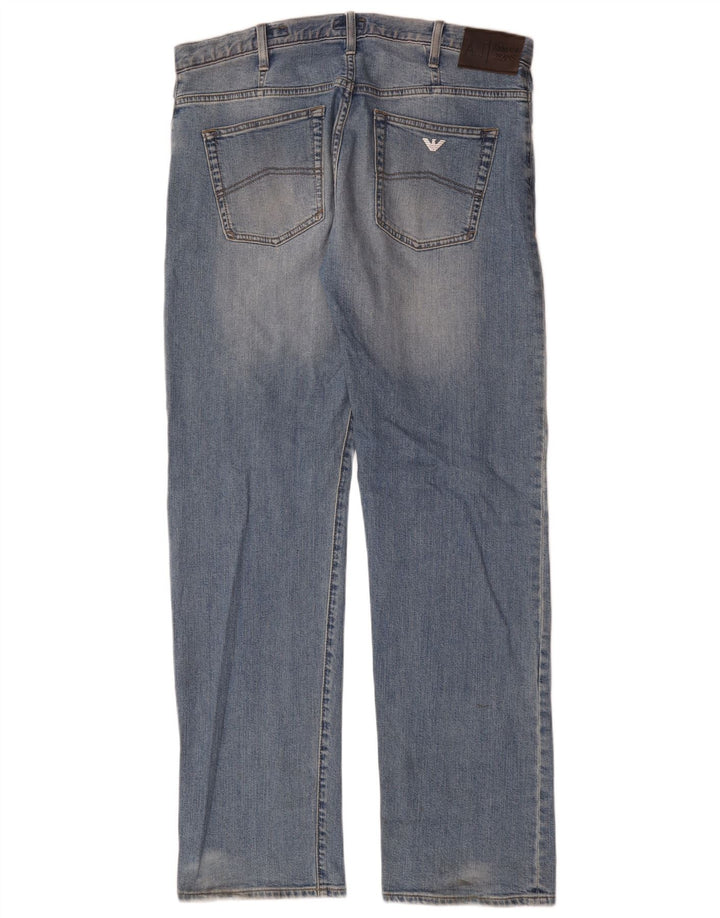 Armani Masculino Regular Straight Jeans W34 L33 Azul Algodão