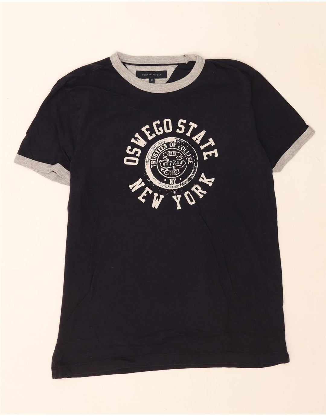 Tommy Hilfiger Camiseta masculina gráfica Top médio algodão azul marinho