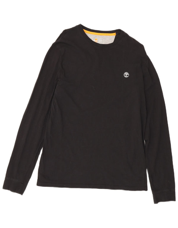 Timberland Mens Slim Fit Top Manga Longa Grande Algodão Preto