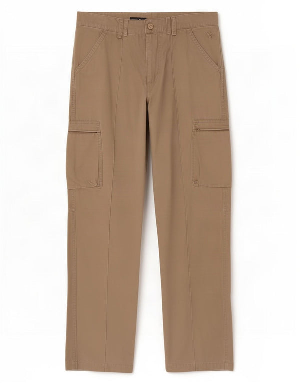 Calça cargo masculina reta Lotto pequena W27 L31 algodão bege