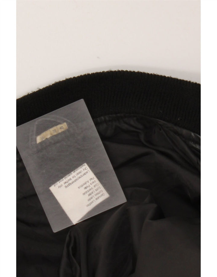 Jaqueta de couro feminina vintage solta EU 38 couro preto médio