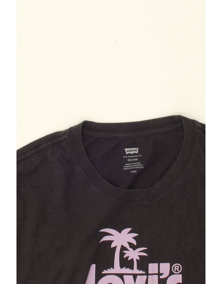 LEVI'S Mens Relaxed Fit Graphic T-Shirt Top Large Grey Cotton Vintage Levi's and Second-Hand Levi's from Messina Hembry 
