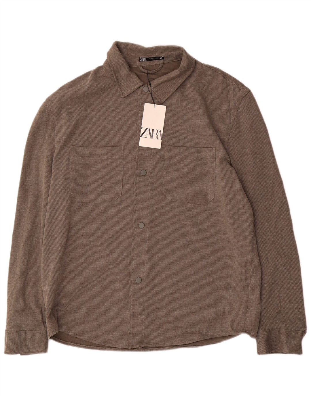 Camisa masculina de flanela Zara XL marrom poliéster