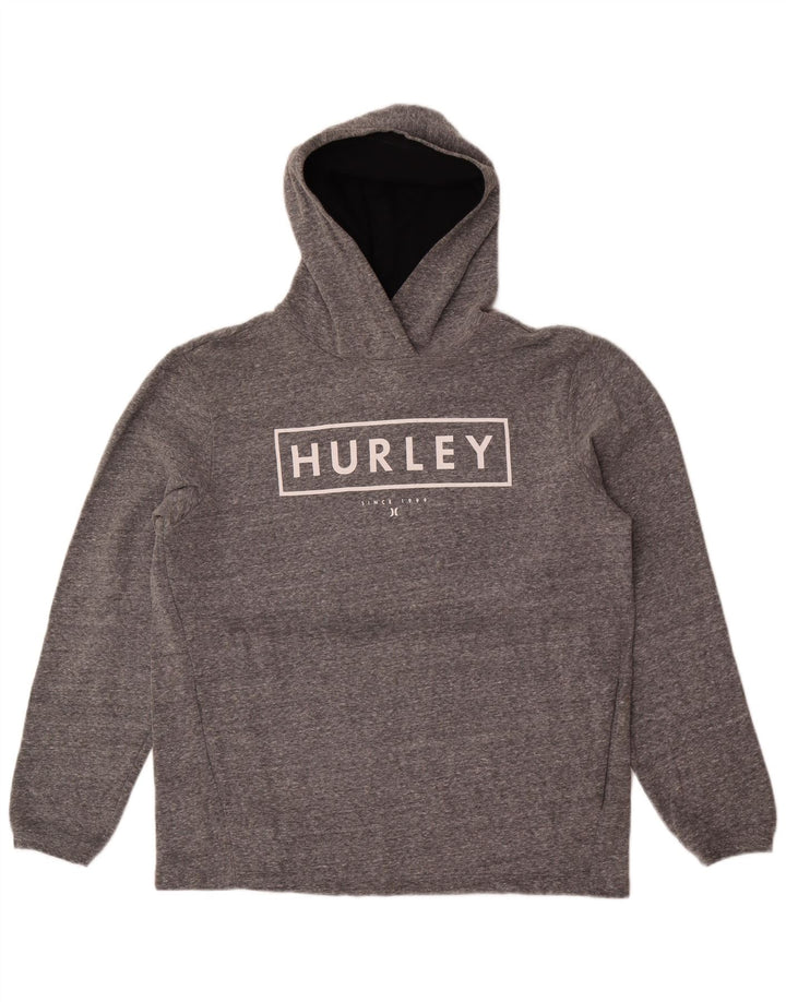 Suéter Hurley masculino com capuz gráfico grande algodão cinza