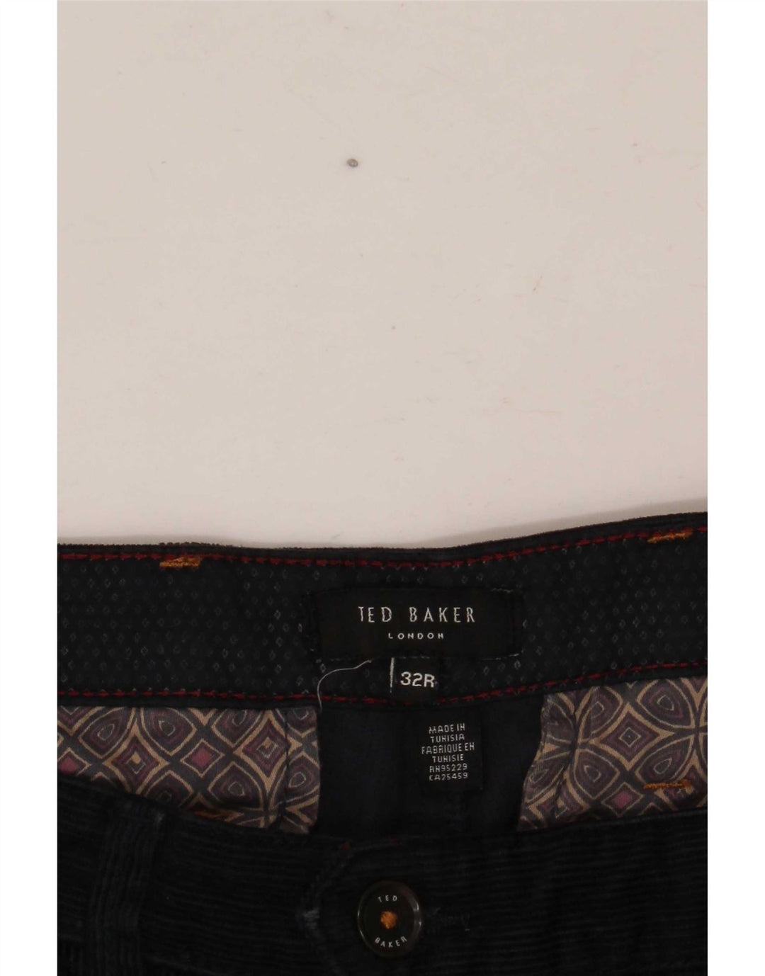 Calça feminina de veludo cotelê Ted Baker W32 L31 azul marinho