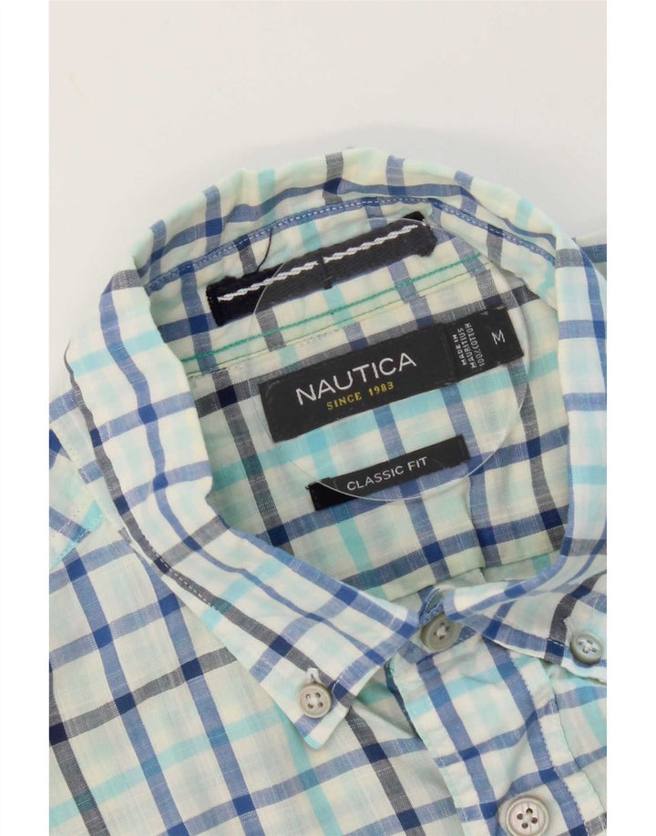 Camisa masculina Nautica Classic Fit algodão xadrez azul médio