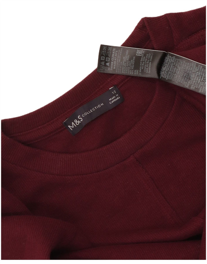 Top feminino Marks & Spencer de manga comprida Reino Unido 12 algodão médio Borgonha
