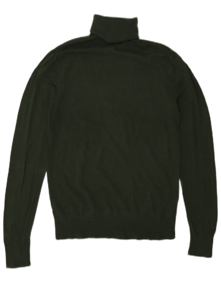 Suéter feminino Massimo Dutti com gola redonda Reino Unido 12 seda verde médio