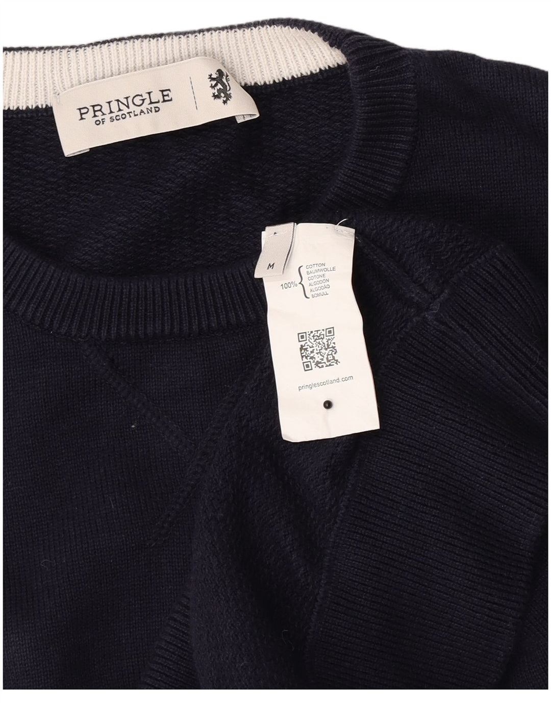 Suéter masculino Pringle com gola redonda e algodão azul marinho médio