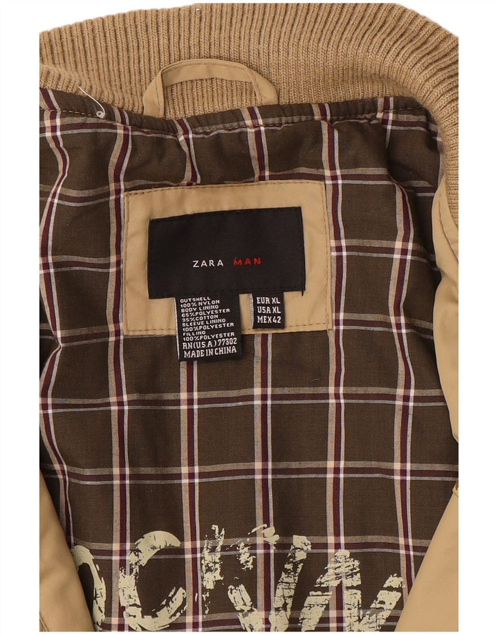 Jaqueta bomber militar masculina Zara UK 42 XL bege nylon