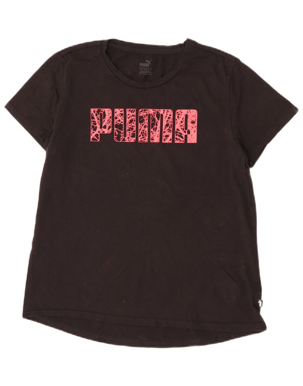 Puma Camiseta Feminina Graphic Top UK 14 Médio Algodão Preto