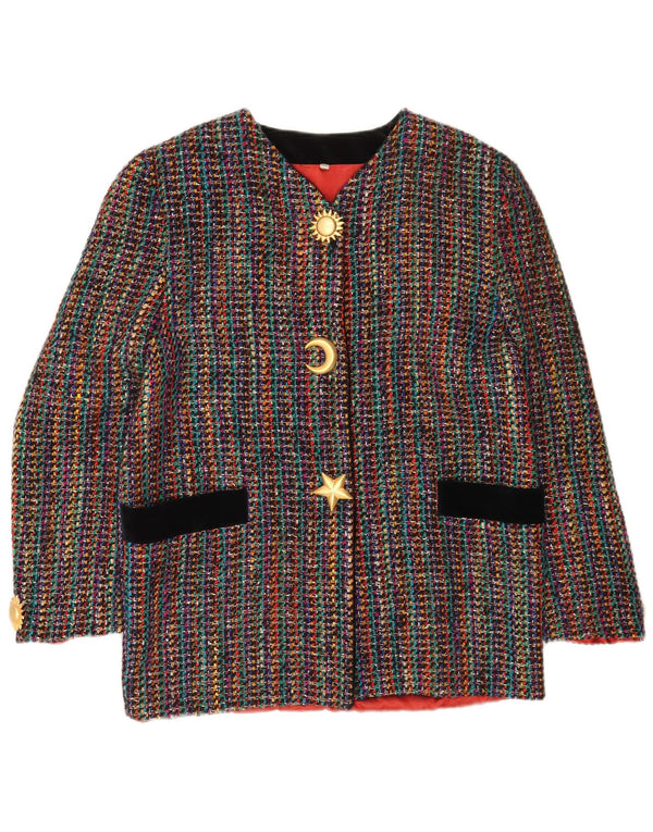 Jaqueta blazer feminina vintage com 3 botões IT 42 listrada média multicolorida