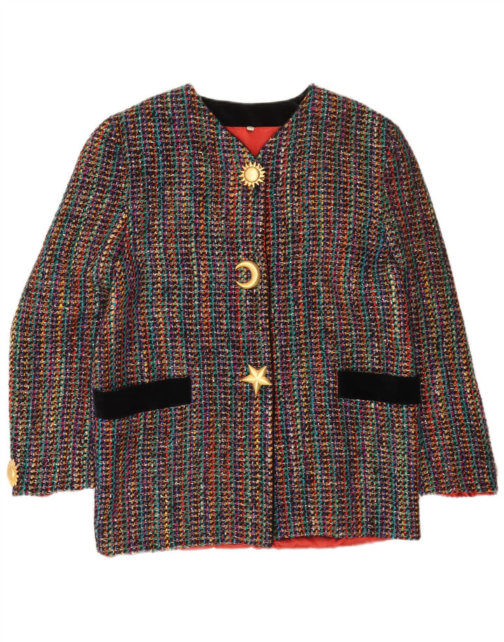 Jaqueta blazer feminina vintage com 3 botões IT 42 listrada média multicolorida