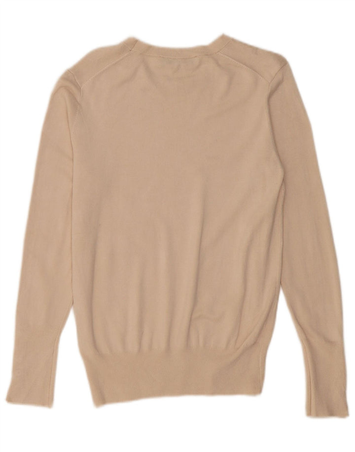 Suéter feminino Zara com gola canoa Reino Unido 12 médio bege