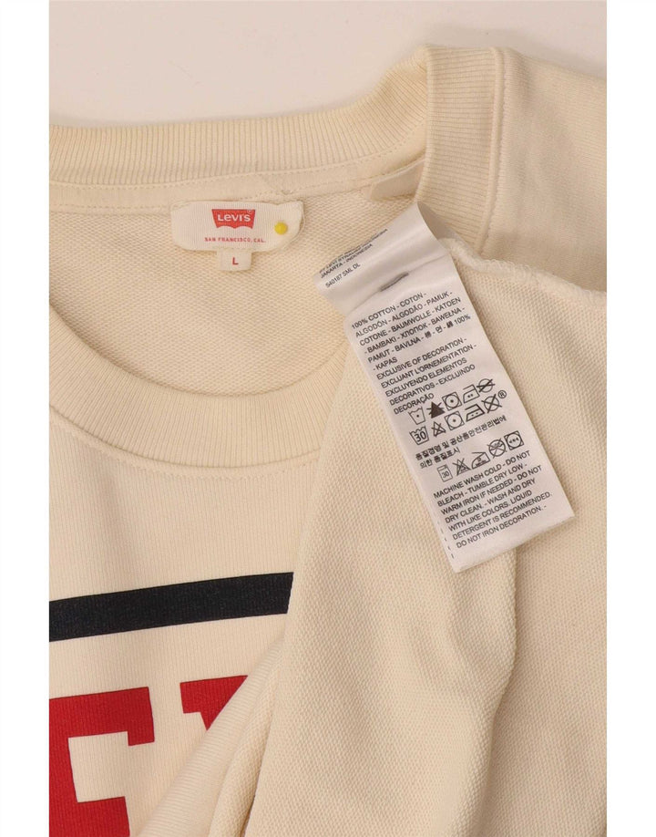 Suéter gráfico feminino Levi's UK 16 grande algodão branco