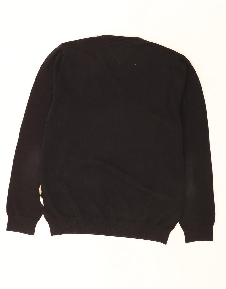 Suéter masculino Tommy Hilfiger com decote em V médio preto argyle/diamante