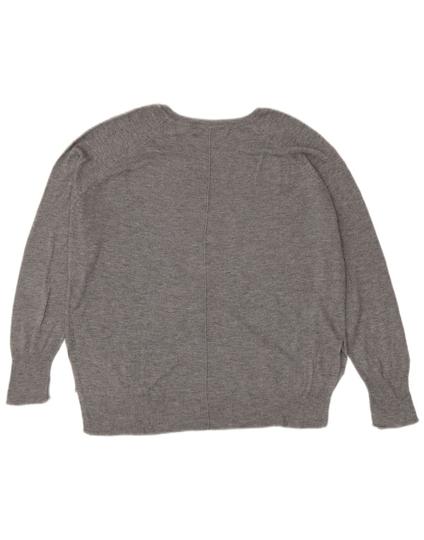 Suéter feminino Zara com gola canoa UK 14 cinza médio