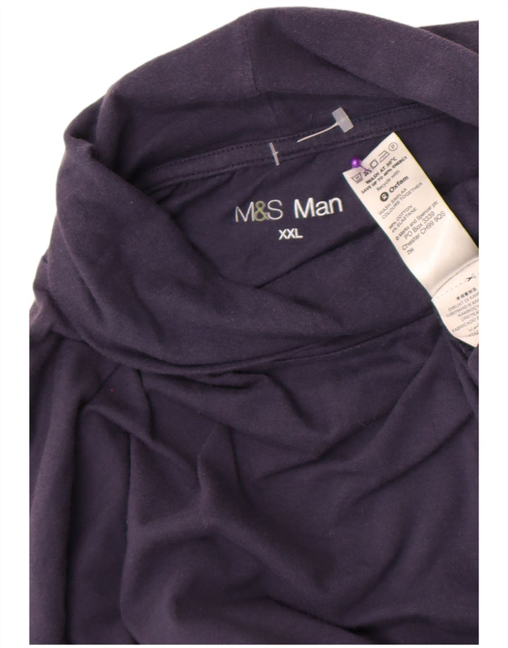Top masculino Marks & Spencer manga comprida 2XL algodão azul marinho