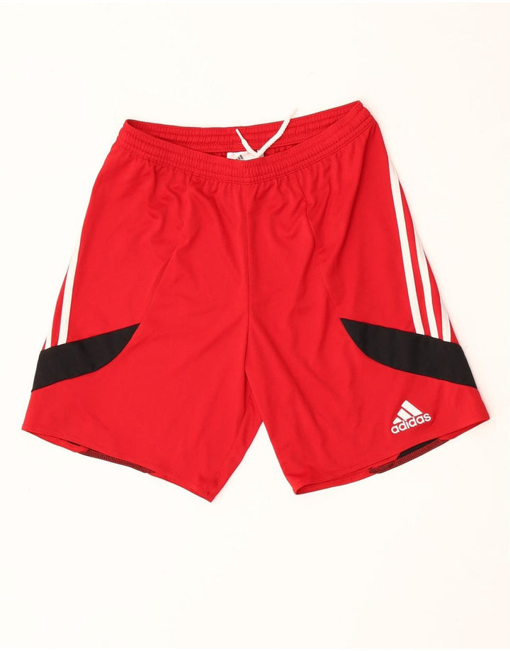 ADIDAS Mens Climalite Sport Shorts Pequeno Poliéster Colorblock Vermelho