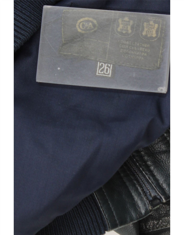 Jaqueta de couro masculina C&A UK 36 couro azul pequeno