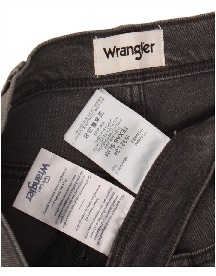 Wrangler Masculino Texas Slim Jeans W32 L34 Cinza Algodão