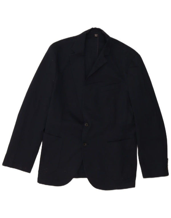 Jaqueta blazer masculina de 2 botões Marks & Spencer Reino Unido 44 XL azul marinho algodão