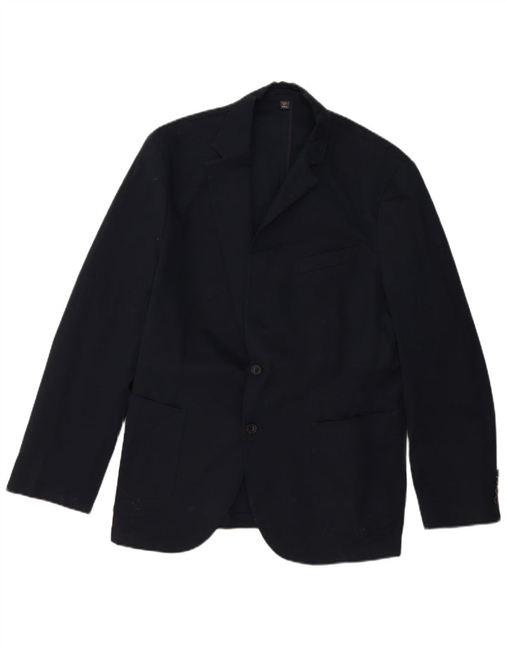 Jaqueta blazer masculina de 2 botões Marks & Spencer Reino Unido 44 XL azul marinho algodão