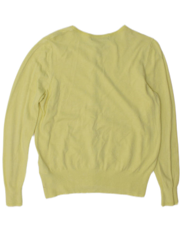 Suéter cardigã feminino Marks & Spencer Reino Unido 14 grande viscose amarela
