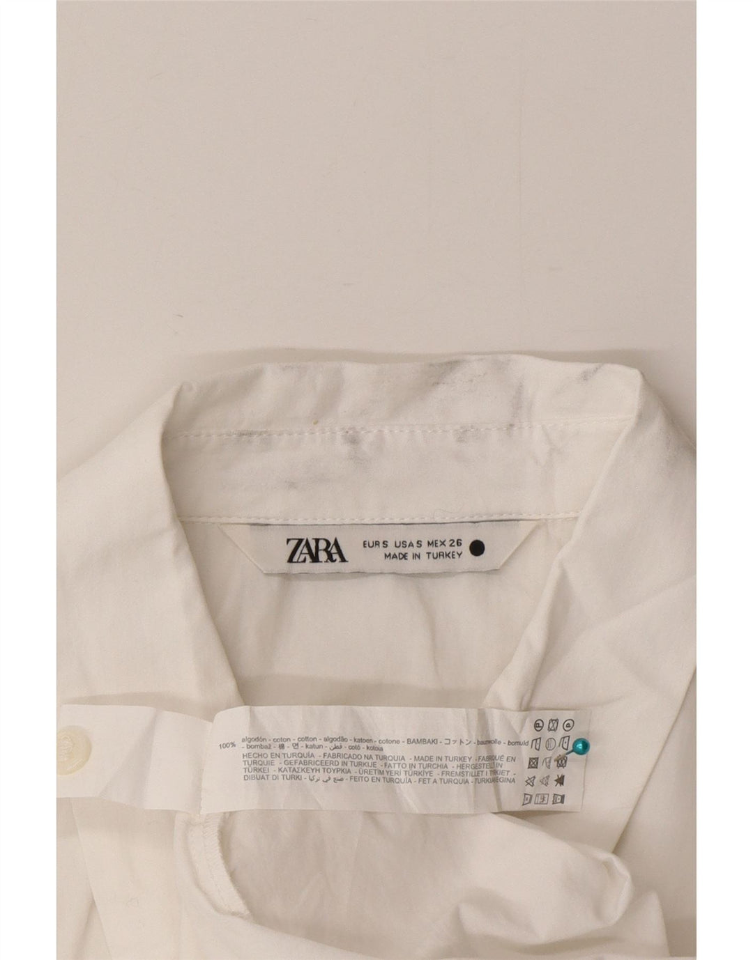 Blusa feminina assimétrica Zara Reino Unido 10 algodão branco pequeno
