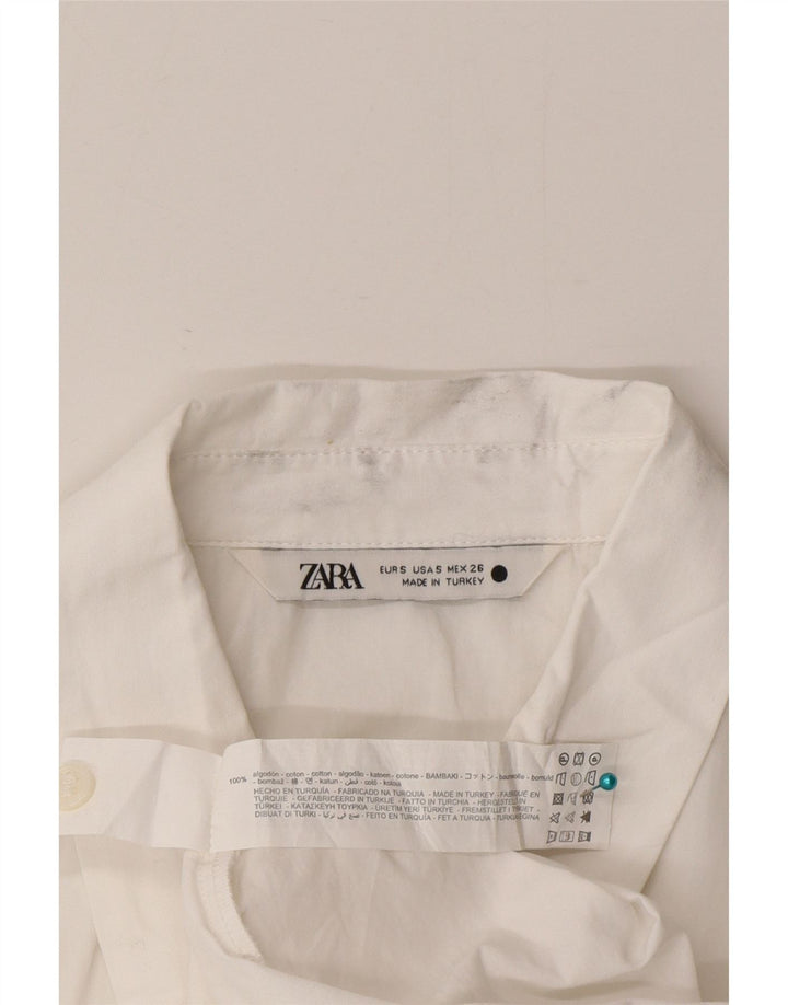 Blusa feminina assimétrica Zara Reino Unido 10 algodão branco pequeno