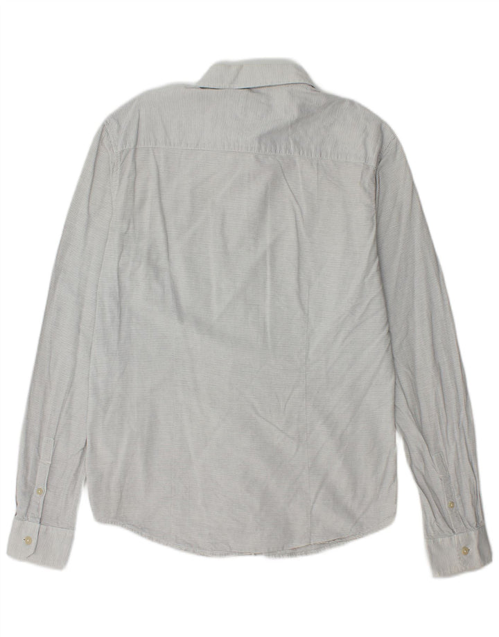 Wrangler Camisa masculina slim cinza médio algodão listrado