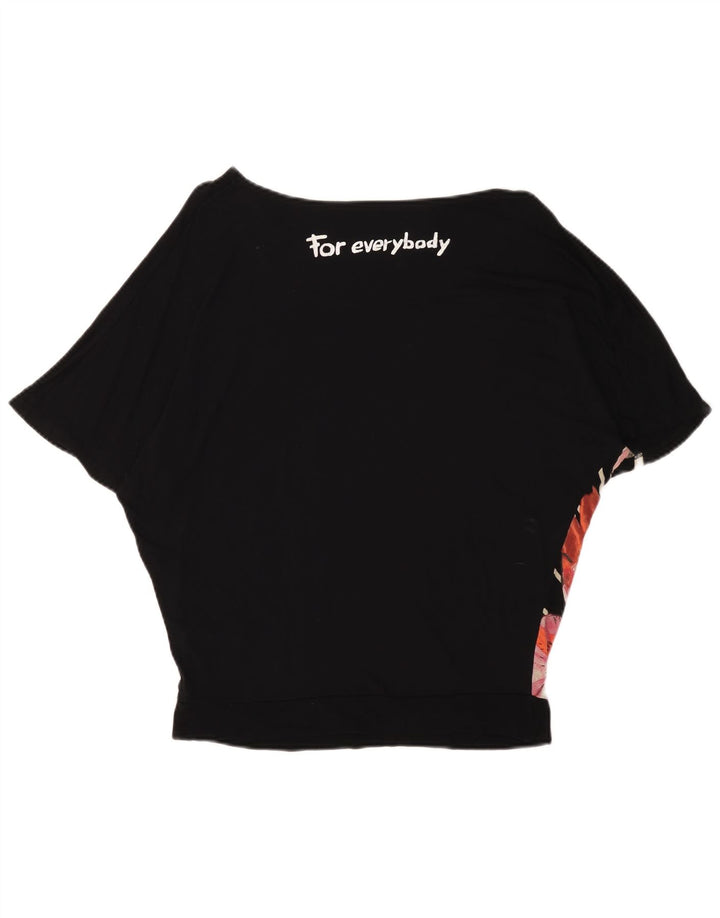Camiseta feminina DESIGUAL UK 14 médio preto floral