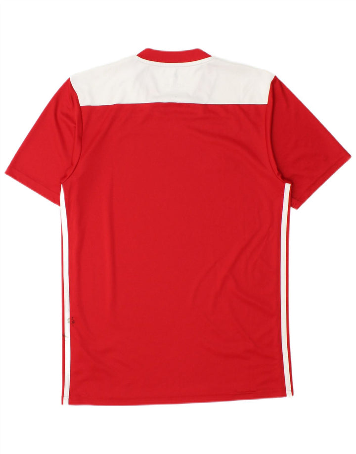 Adidas Mens Climalite Camiseta Top Pequeno Poliéster Colorblock Vermelho