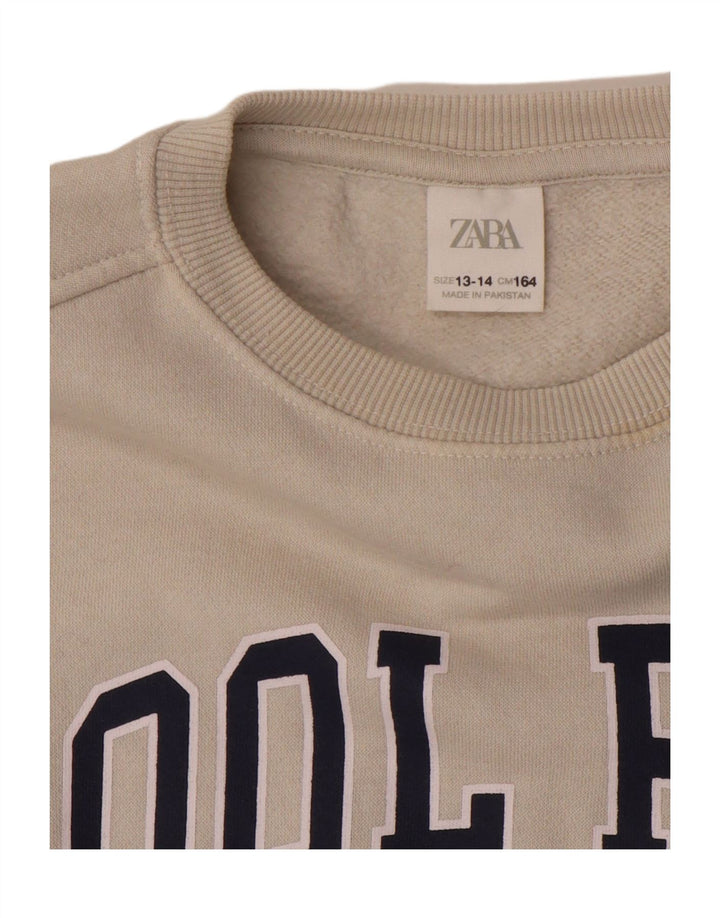 Zara Girls Crop Graphic Moletom Jumper 13-14 Anos Branco