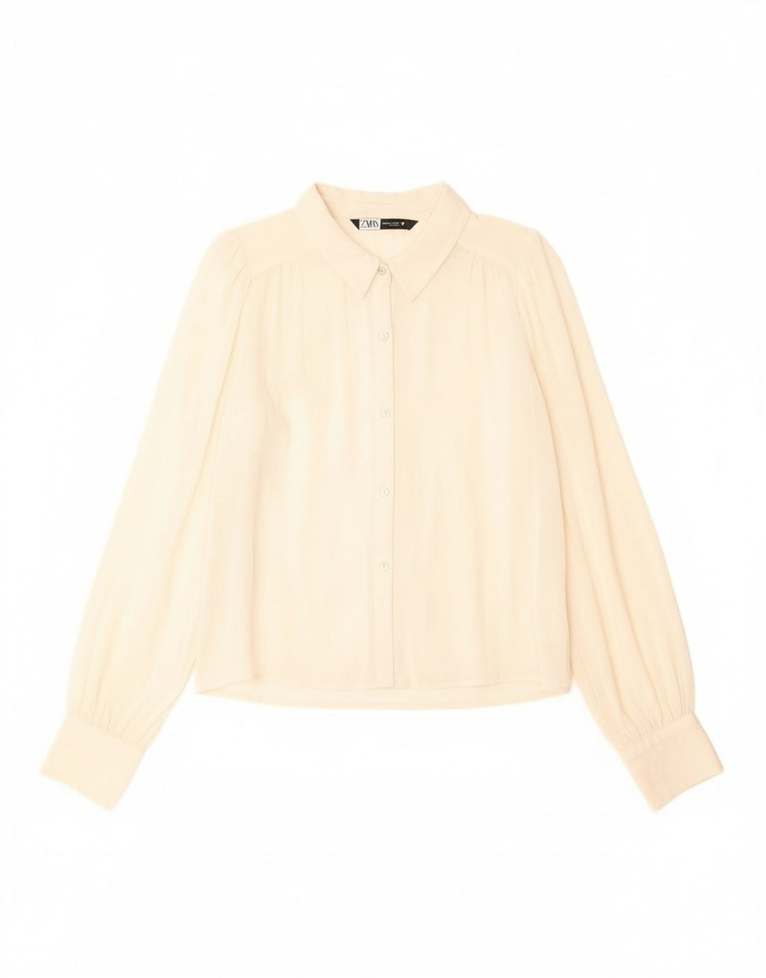 Camisa feminina Zara UK 14 lã virgem branca média