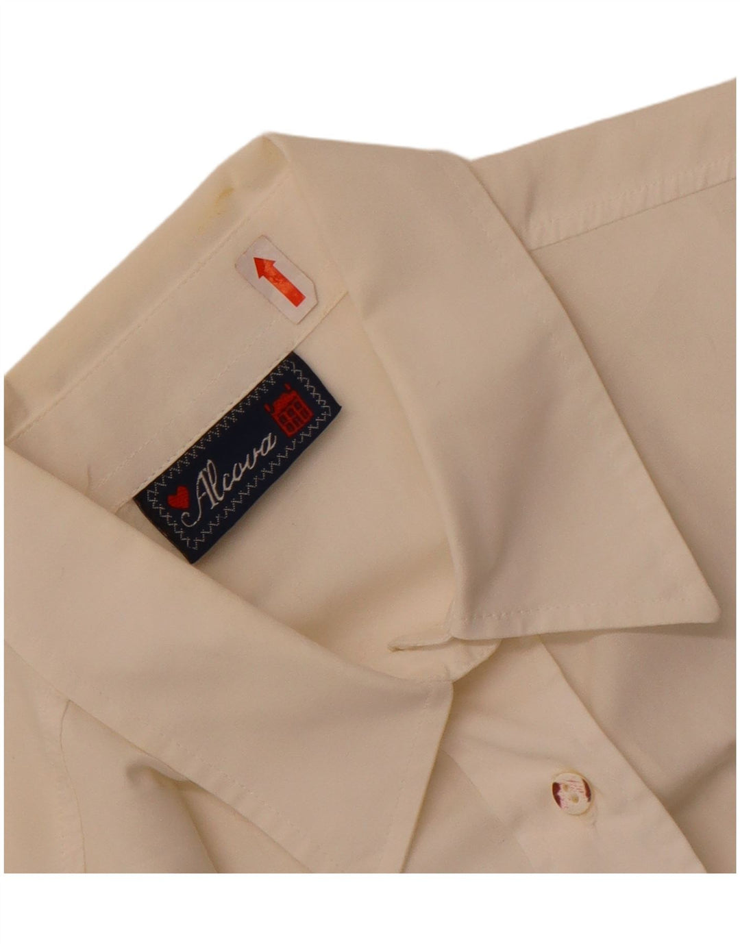 Camisa gráfica feminina vintage Reino Unido 14 grande algodão branco