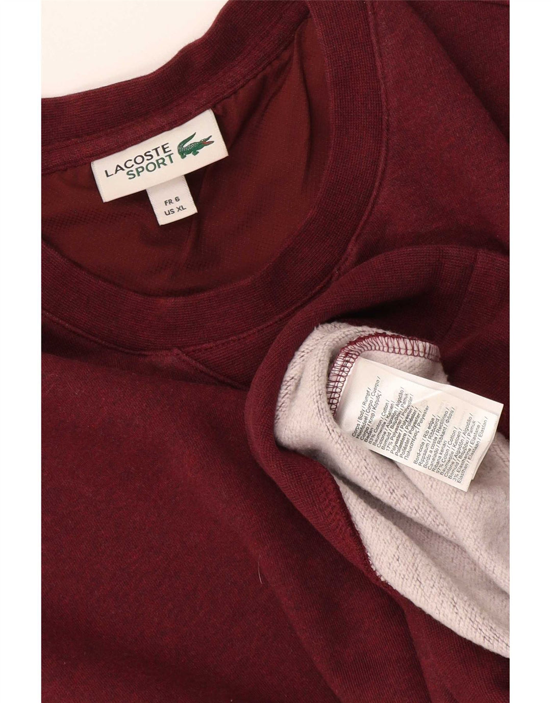 Moletom masculino Lacoste tamanho 6 XL algodão borgonha