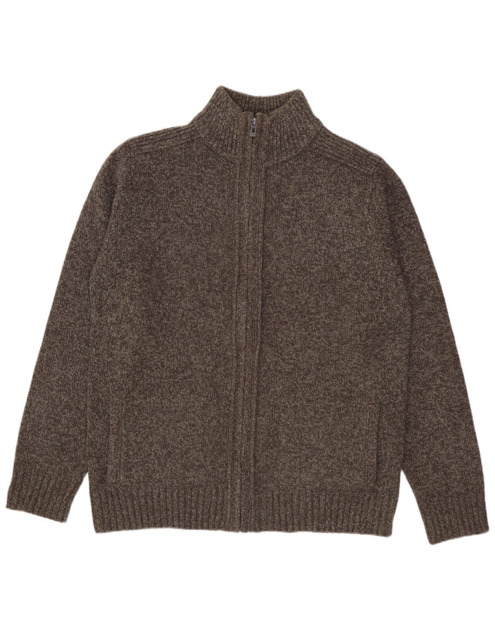Suéter cardigã masculino MARKS & SPENCER acrílico manchado cinza médio