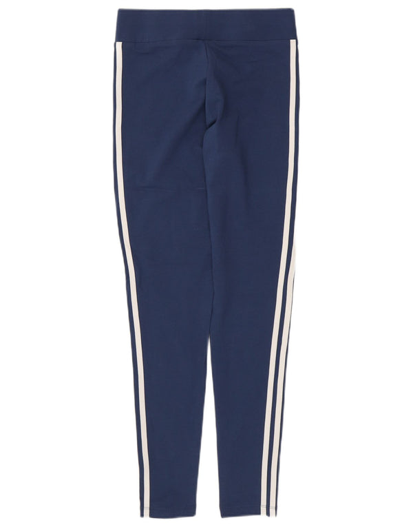 ADIDAS Womens Leggings UK 10 Small  Navy Blue Cotton